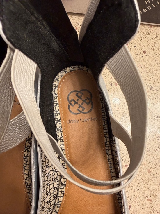 Daisy Fuentes Metallic Silver Ankle-Strap Ballet Flats - Picture 2 of 3